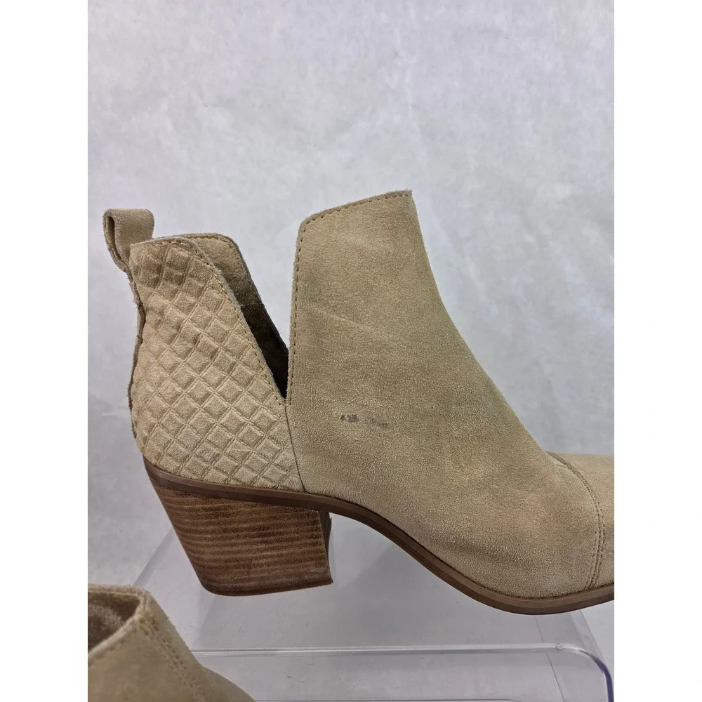 TOMS Esme Womens 10 Suede Ankle Boots Tan Chunky Heel Boho Casual Neutral Casual